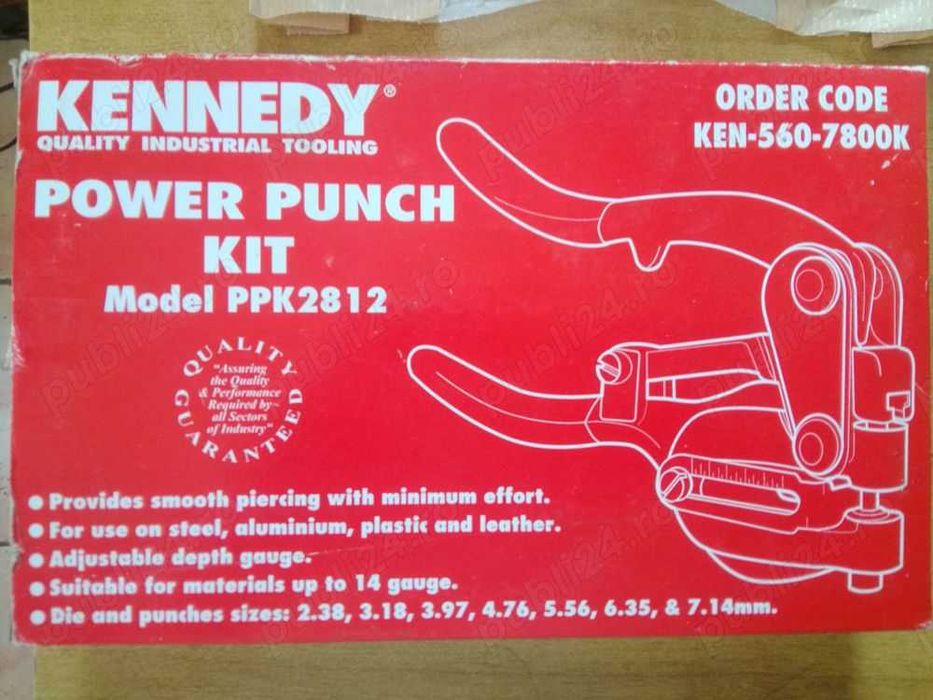 Clește găurit tablă,piele,alte materiale KENNEDY PowerPunchKit PPK2812
