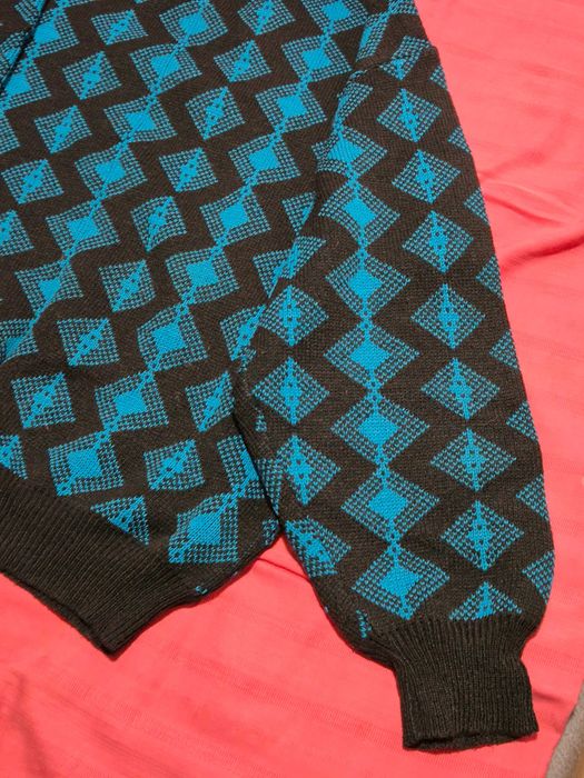 Pulover gros unisex, 48-50, negru si turqoise, stare impecabila