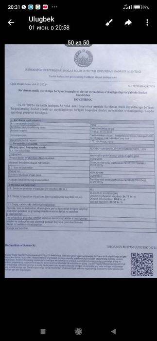 Уй жой сотилади Чимганда