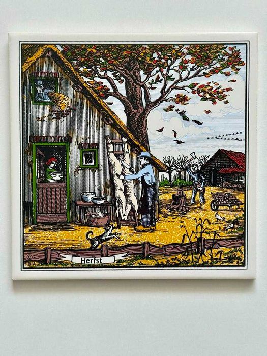 Винтидж стенна декорация плочки със сезони