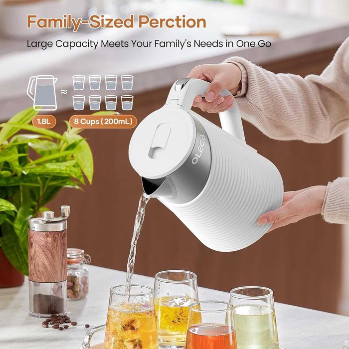 Електрическа кана за вода OLEGA 1.8L 1500W, неръждаема стомана без BPA