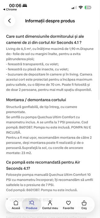 Cort gonflabil 4 persoane Decathlon