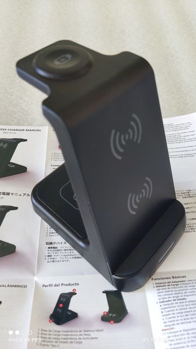 Ново безжично смарт зарядно устройство поставка стойка usb type c qi