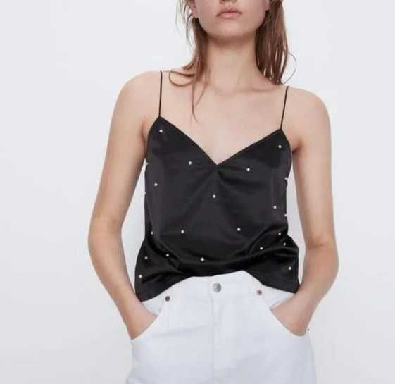 Нов дамски потник, топ с перли Zara Зара