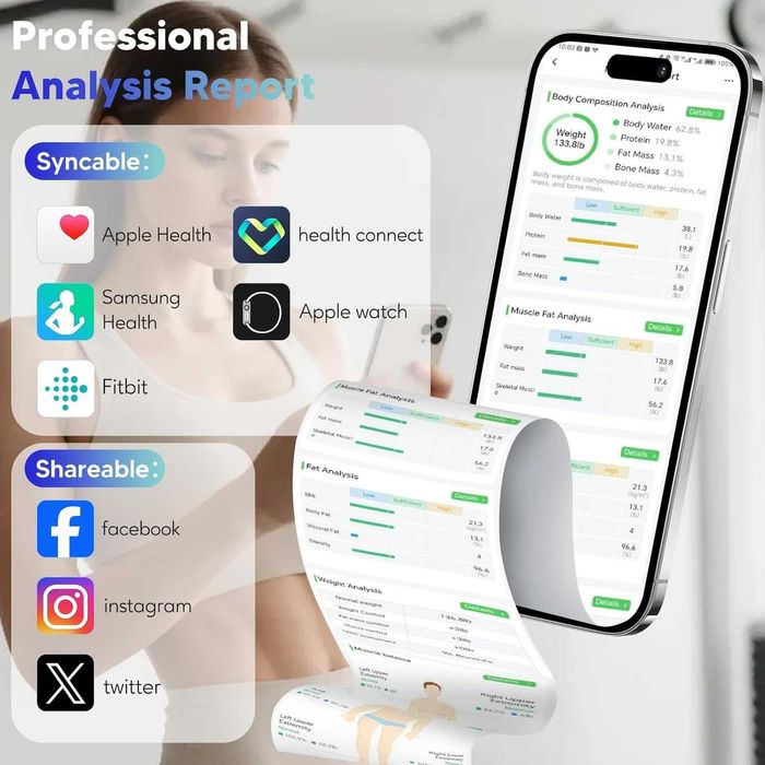 Cantar smart Arboleaf cu senzori manuali, analiza corporala completa, app