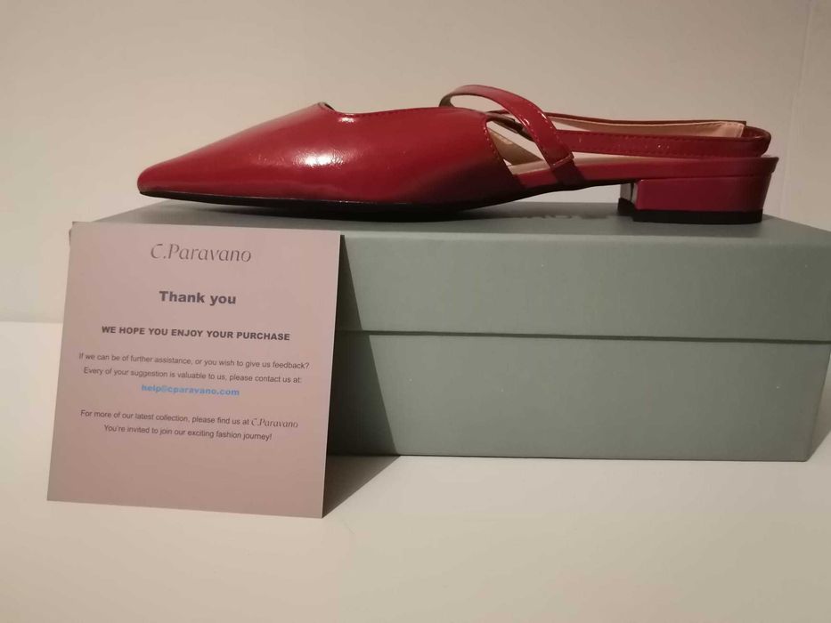Pantofi dama C. Paravano rosii, marimea 41, noi, piele ecologica