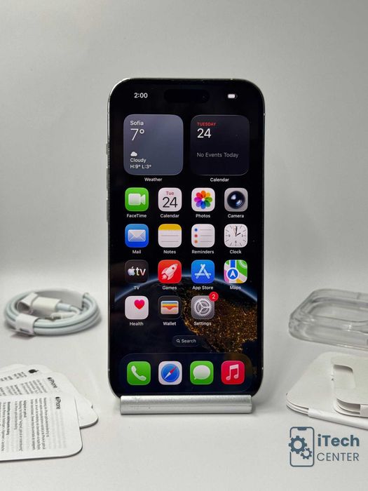 iPhone 14 Pro, 256GB, Silver, 100% батерия, КАТО НОВ, ГАРАНЦИЯ!