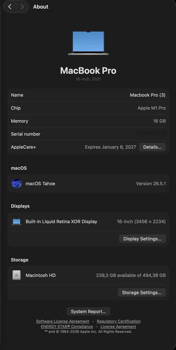 Macbook pro M1 pro