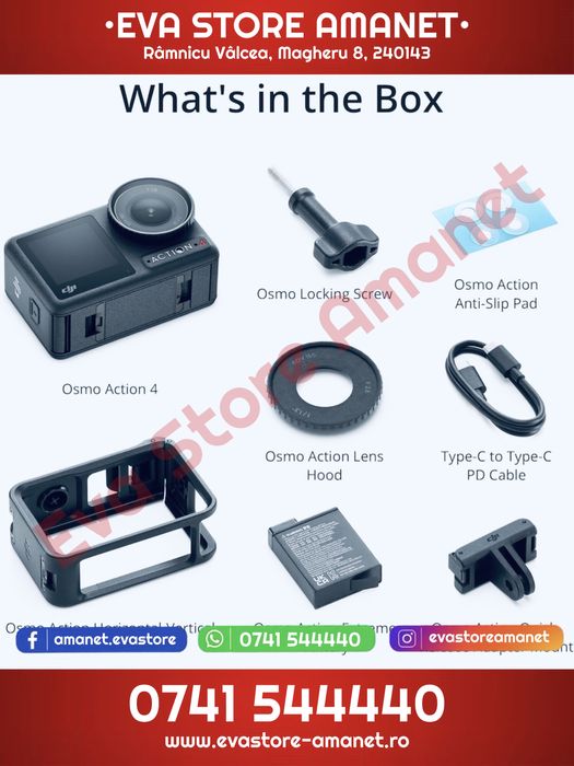Camera video sport DJI Osmo Action 4 Essential Combo 4K120