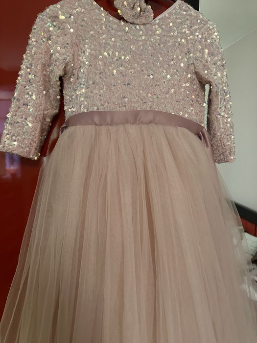 Рокля с тюл в розов цвят