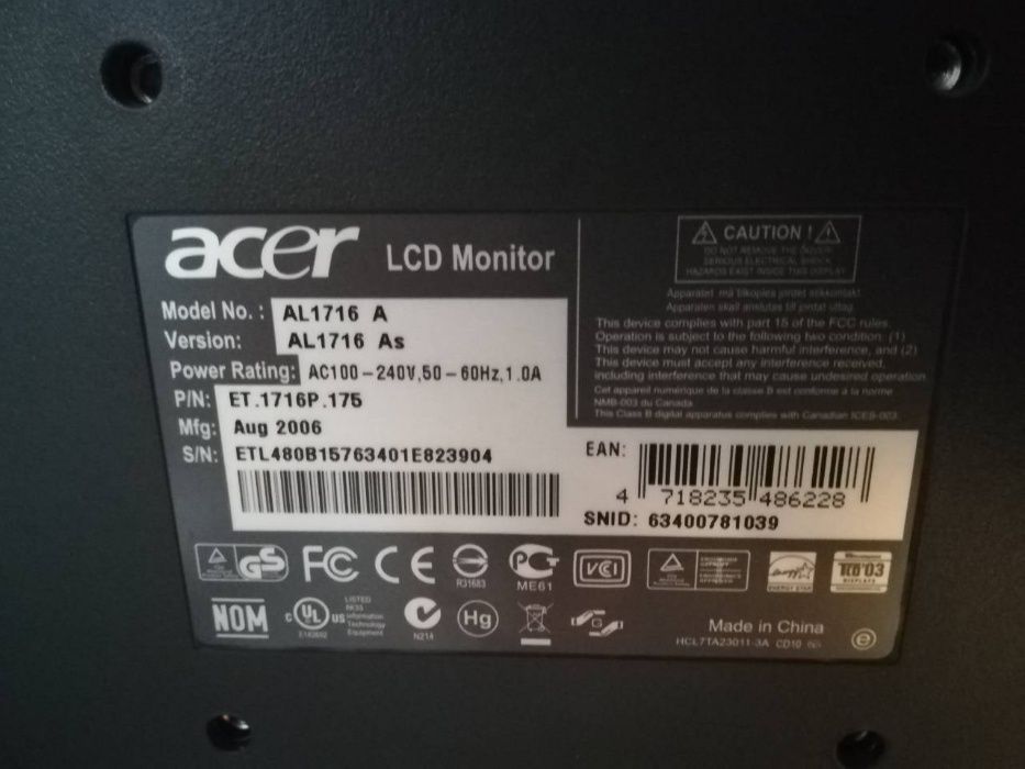 Acer LCD монитор 17"