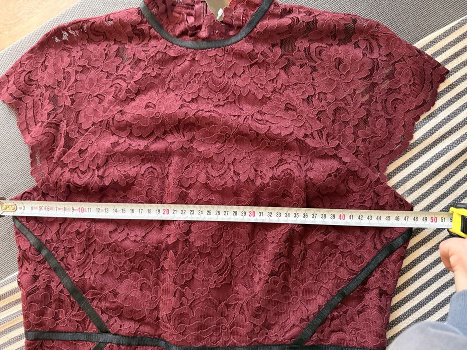 Официална рокля бордо дантела размер L