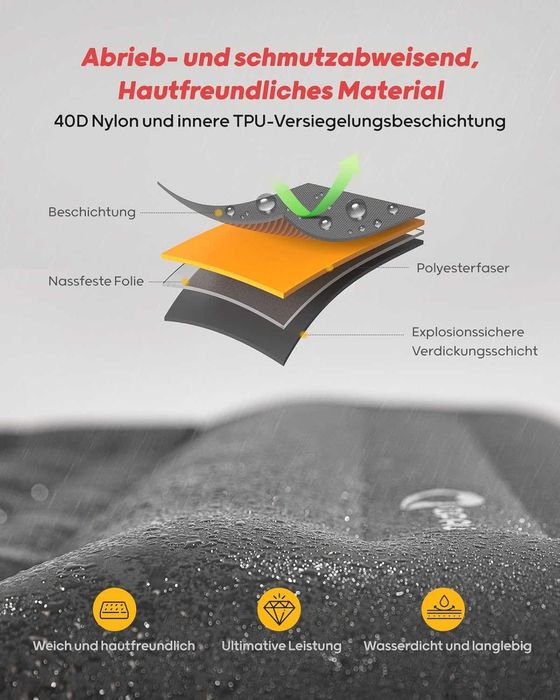 Saltea gonflabila cu perna, Qpau, cu pompa incorporata, 136x195cm