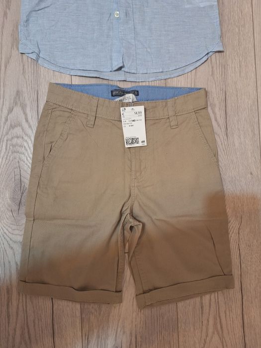 Set cămașă +pantaloni scurți, H&M,noi,cu eticheta,8-10 ani