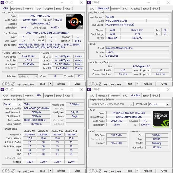 Asrock Fatal1ty X470 Gaming ITX/ac дъно с процесор AMD Ryzen 7 1700