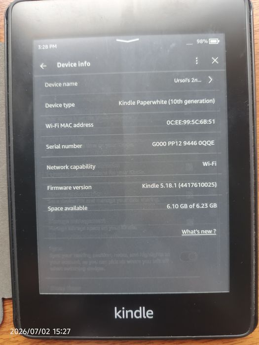 Amazon Kindle Paperwhite 4 (Generația 10) – 8GB, Waterproof, Wi-Fi, touch, iluminat