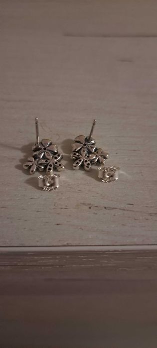 Сребърни обеци на цветя S925