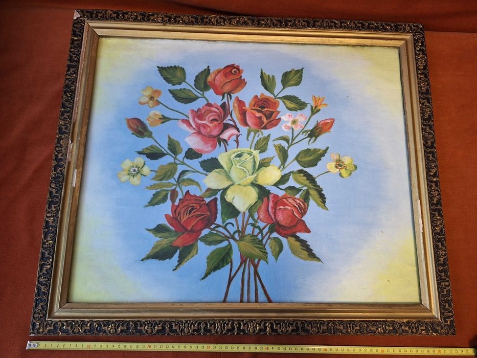 Tablou – antique / vintage / vechi, pe panza ,model 2, rama si sticla