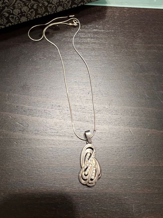 Сребърен комплект висулка синджир и обеци