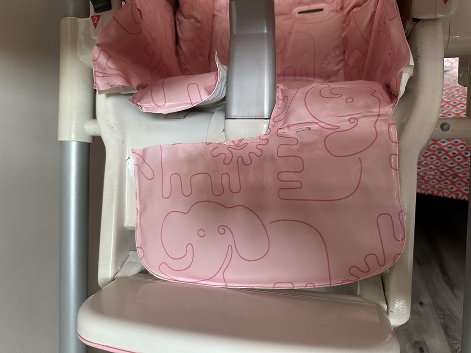 Scaun de masă copii Peg Perego Prima Pappa – Roz/Desene – Reglabil, pliabil