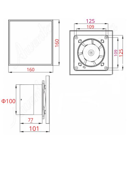 Вентилатор за баня с  вграждане на ПЛОЧКА + Клапа