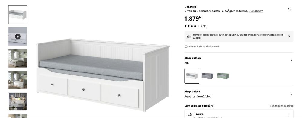 Divan cu 3 sertare si 2 saltele Ikea Hemnes