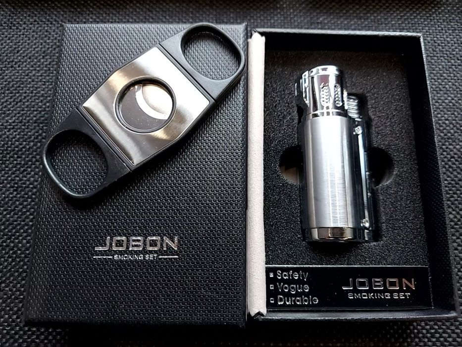 Луксозна запалка за пури JOBON с подарък резачка,4 цвята