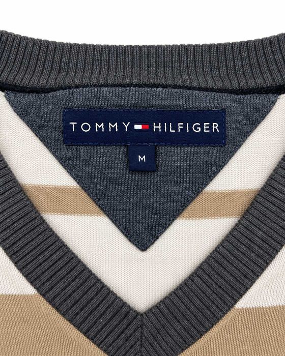 Pulover Tommy Hilfiger Bărbați – Bumbac – Bej, Crem și Gri – Mărimea M