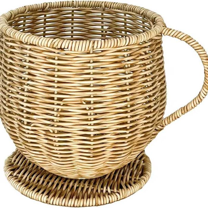 Голяма ратанова кошница Органайзер за кафе капсули Бохо стил