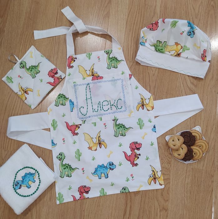 Готварски комплект престилка и шапка за деца