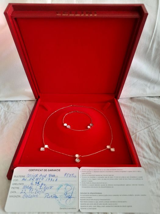 CELLINI Set colier si bratara EVA NOBILE aur roz 18k cu sidef si coral