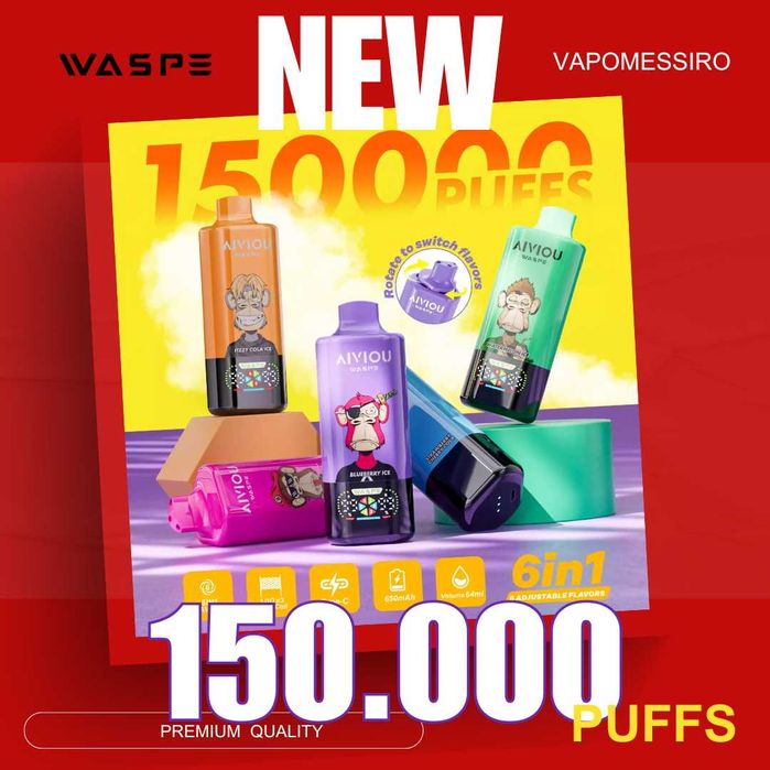 Vape Waspe 150.000 puff 6 in 1 Arome cu Cap Hexagon Swich