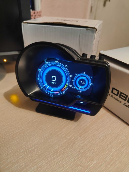 1г. ГАРАНЦИЯ A501 Car HUD OBD2 Километраж Бордови Компютър Турбо Уред Температура Масло Температура Обороти Диагностика Трип Компютър Дисплей OBD 2