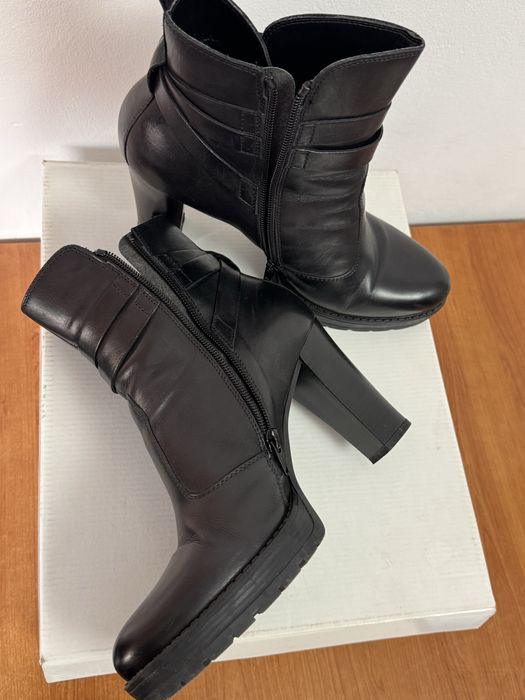 Botine piele naturala, toc 10 cm - stare impecabilă