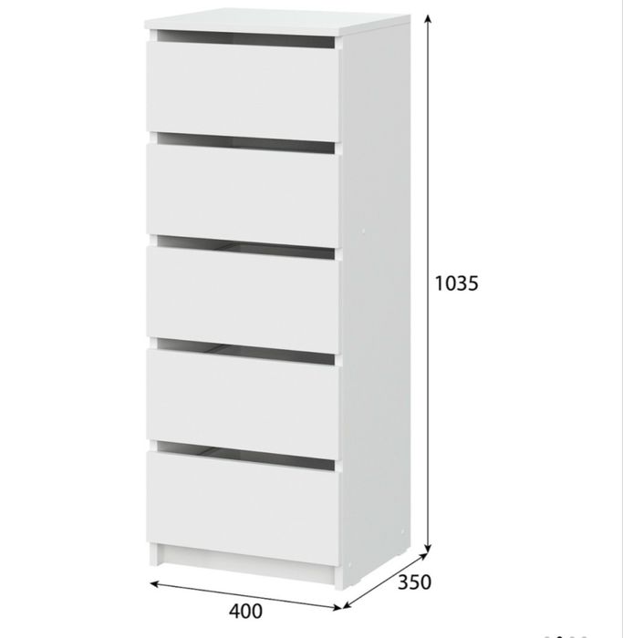 Комод GreenMebel КМ 3, 40x35x103.5 см, белый
