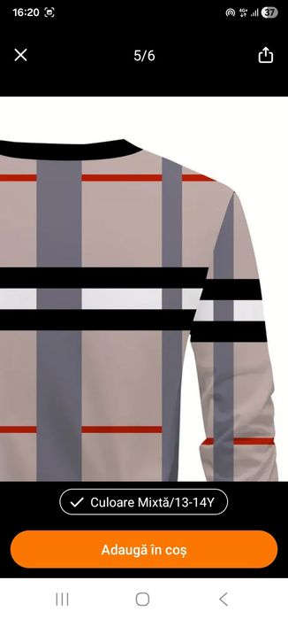 Bluze copii,model Burbbery,varsta 13/14/15 ani,new model