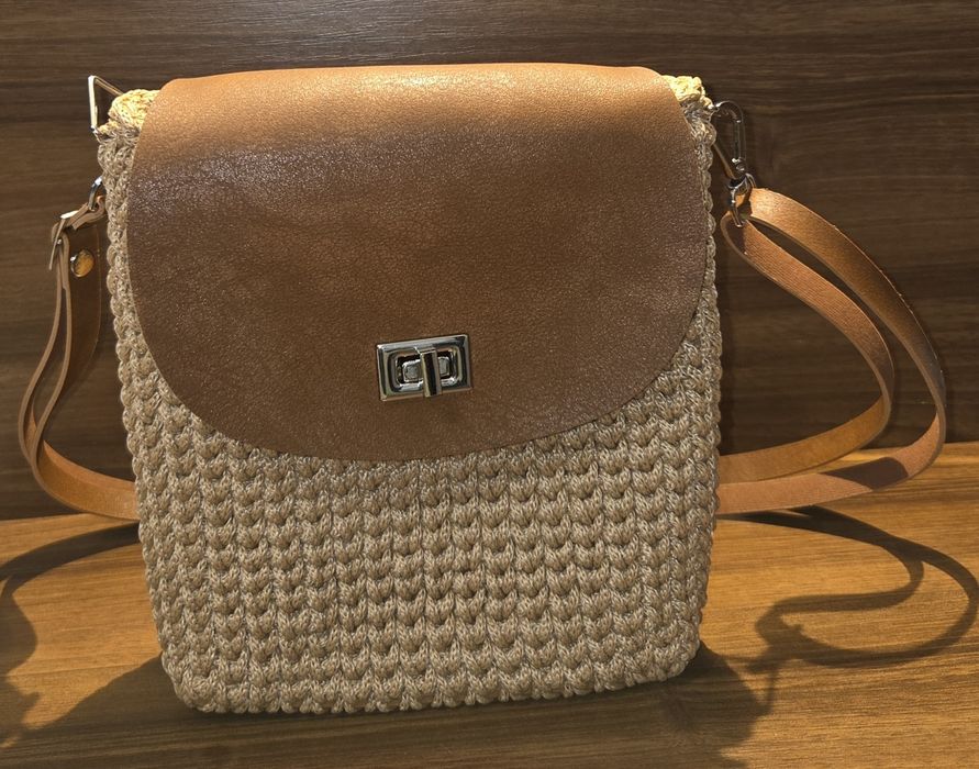 Geanta handmade maro/bej