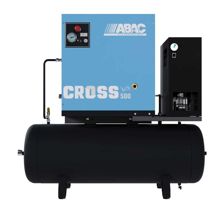 Compresor de aer profesional cu surub, cu uscator de aer - 4 kW, 516 L/min, 10 bari - Rezervor 200 Litri - ABAC-CROSS-500E-10-400/50-200-MEBB