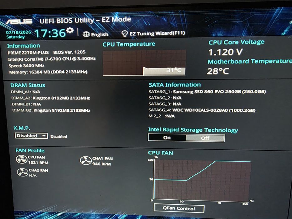 Kit 16GB RAM DDR4 + i7 6700 4.0GHz + Asus Prime Z270M-Plus + Cooler ID Cooling