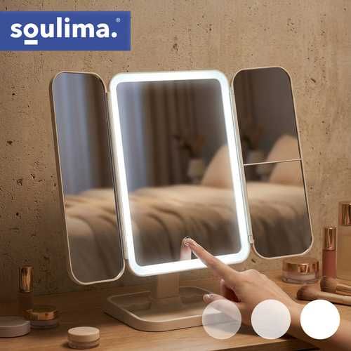 Козметично огледало за грим с LED осветление, увеличителна функция