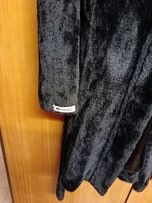 Палто алкантара с лисица естествен косъм