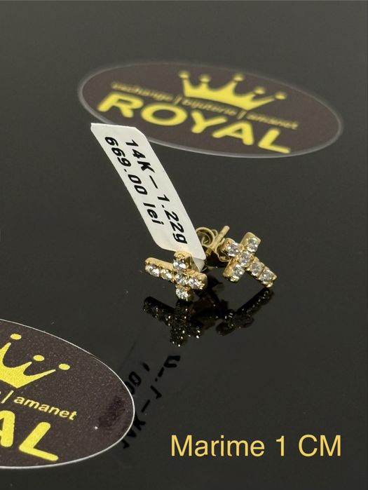 Bijuteria ROYAL : Cercei AUR 14K NOU / 1.22 GR
