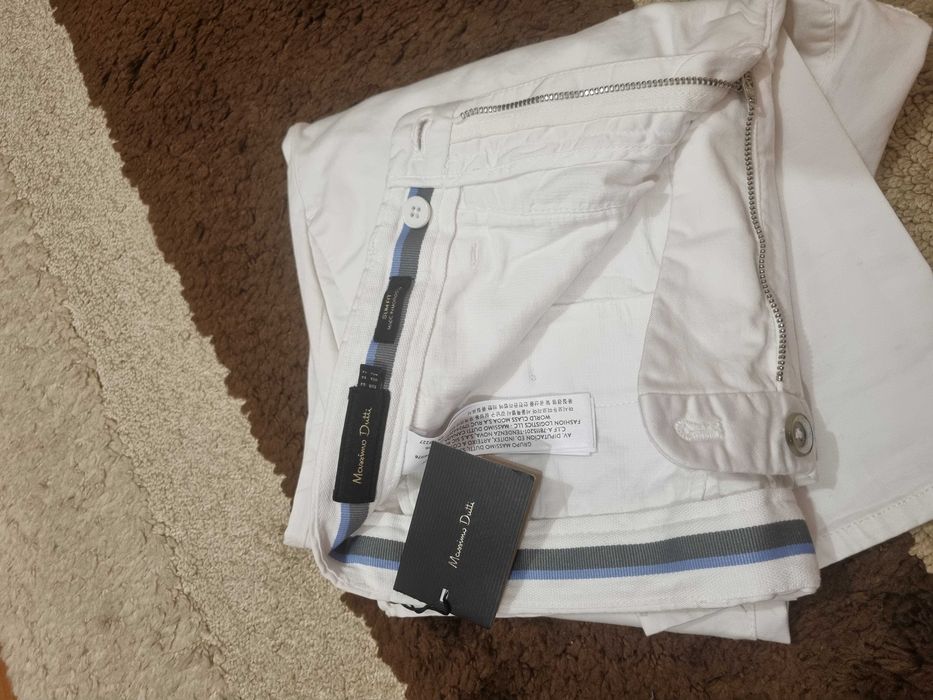 Pantalon Alb Slim Fit Massimo Dutti, Marimea 42 / M, Nou cu Eticheta