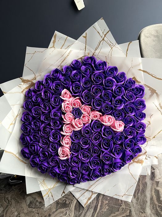 Buchet trandafiri săpun/ sclipici glitter/ stitch ursuleț/ cadou vday