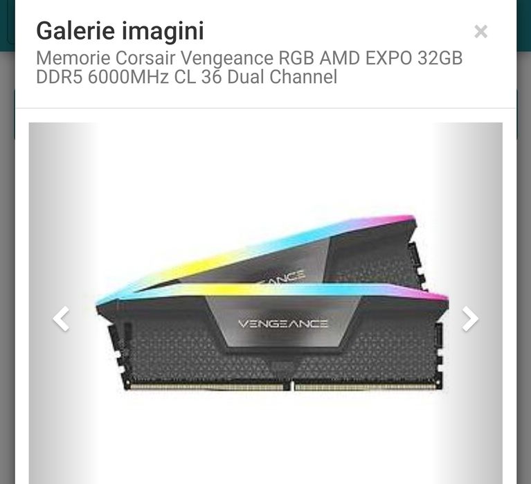 Memorie Corsair Vengeance RGB AMD EXPO 32GB DDR5 6000MHz CL 36 Dual Ch