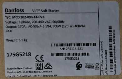 Устройство плавного пуска Danfoss MCD 202-090-T4-CV3