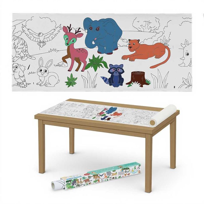 Rola hartie de colorat pentru copii XXL autoadeziva animale 300x38.5cm