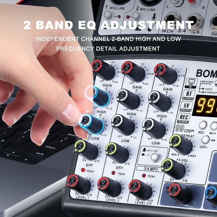 Смесителен пулт BMG-04D DSP99 UPGRADE, DJ Mixer, Bluetooth, USB Player