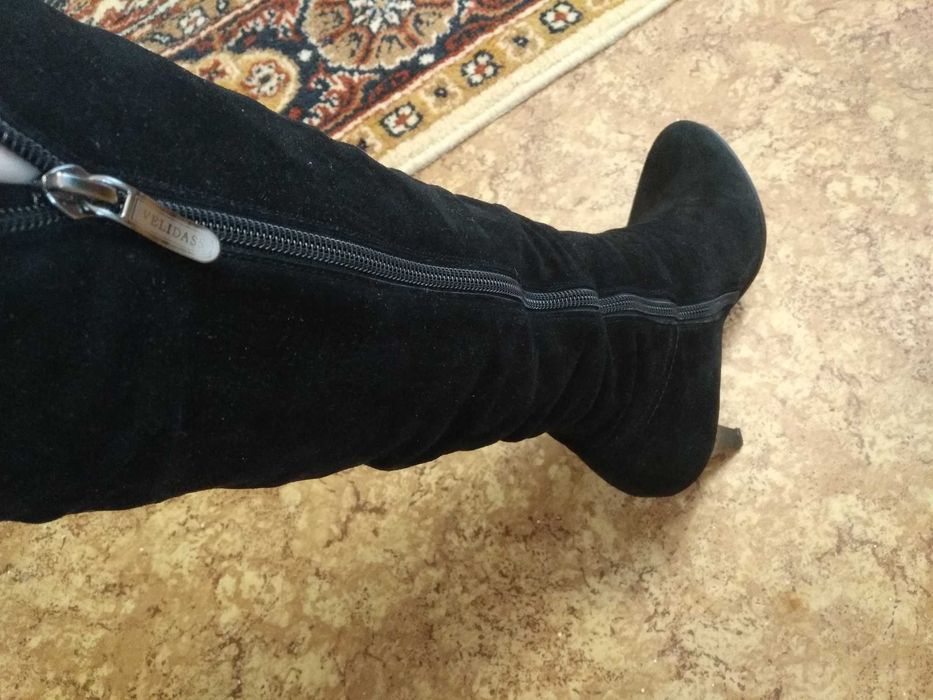 Сапоги женские замшевые