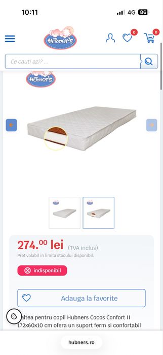 Patut copii (bebe) de lemn Hubners 120x60